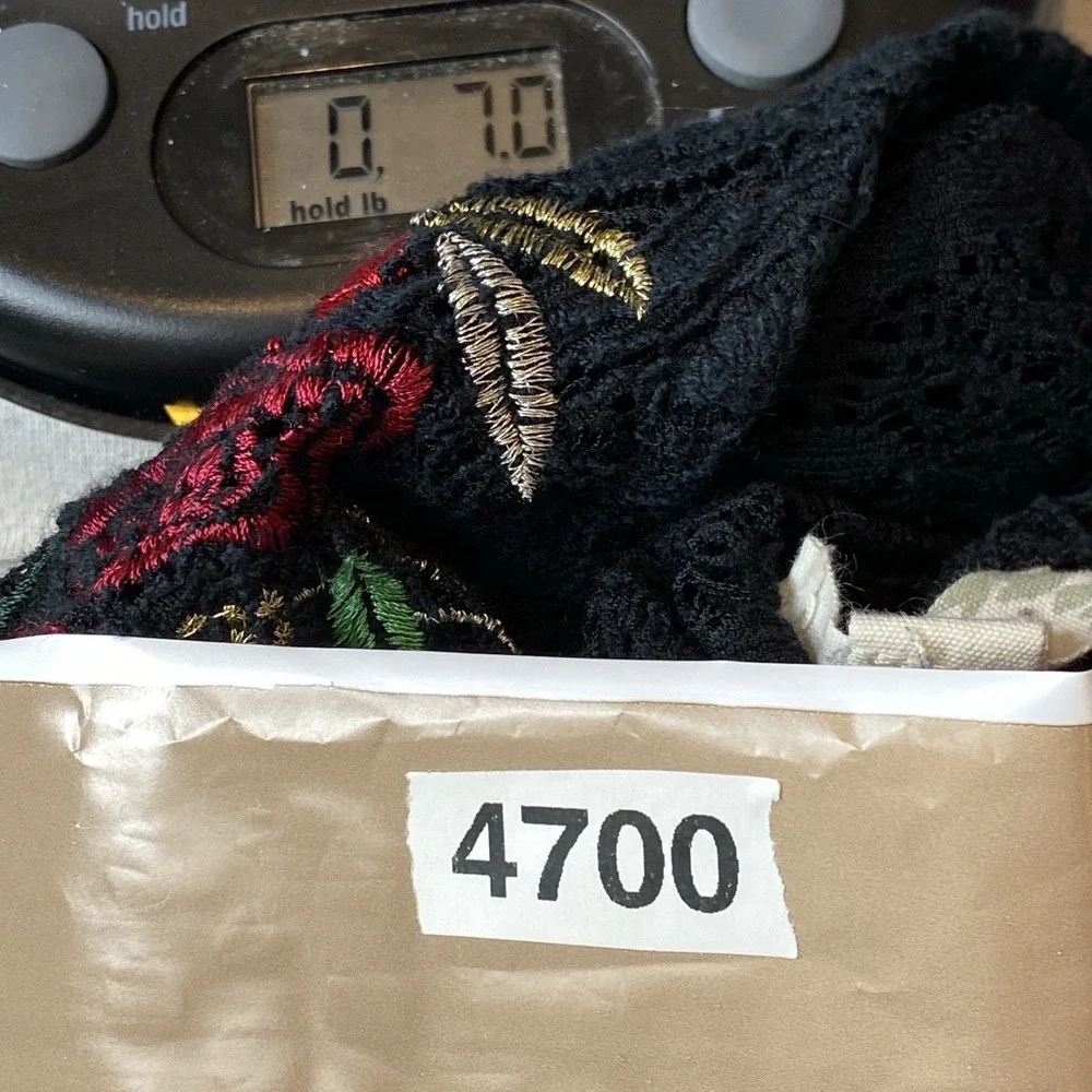 Lace Embroidered Rose Top Womens S Black Whimsigoth Sheer Oversized Elegant Goth - Picture 9 of 9